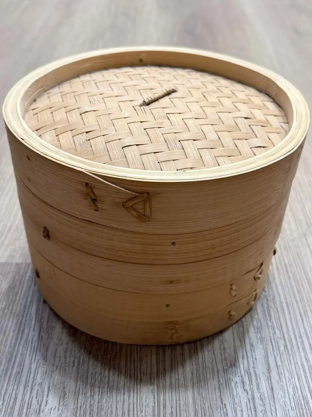 2-Tier Traditional Handmade Bamboo Steamer Basket with Lid